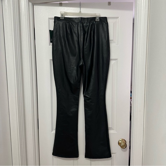 NWT women's black faux leather flare plants - Picture 2 of 3